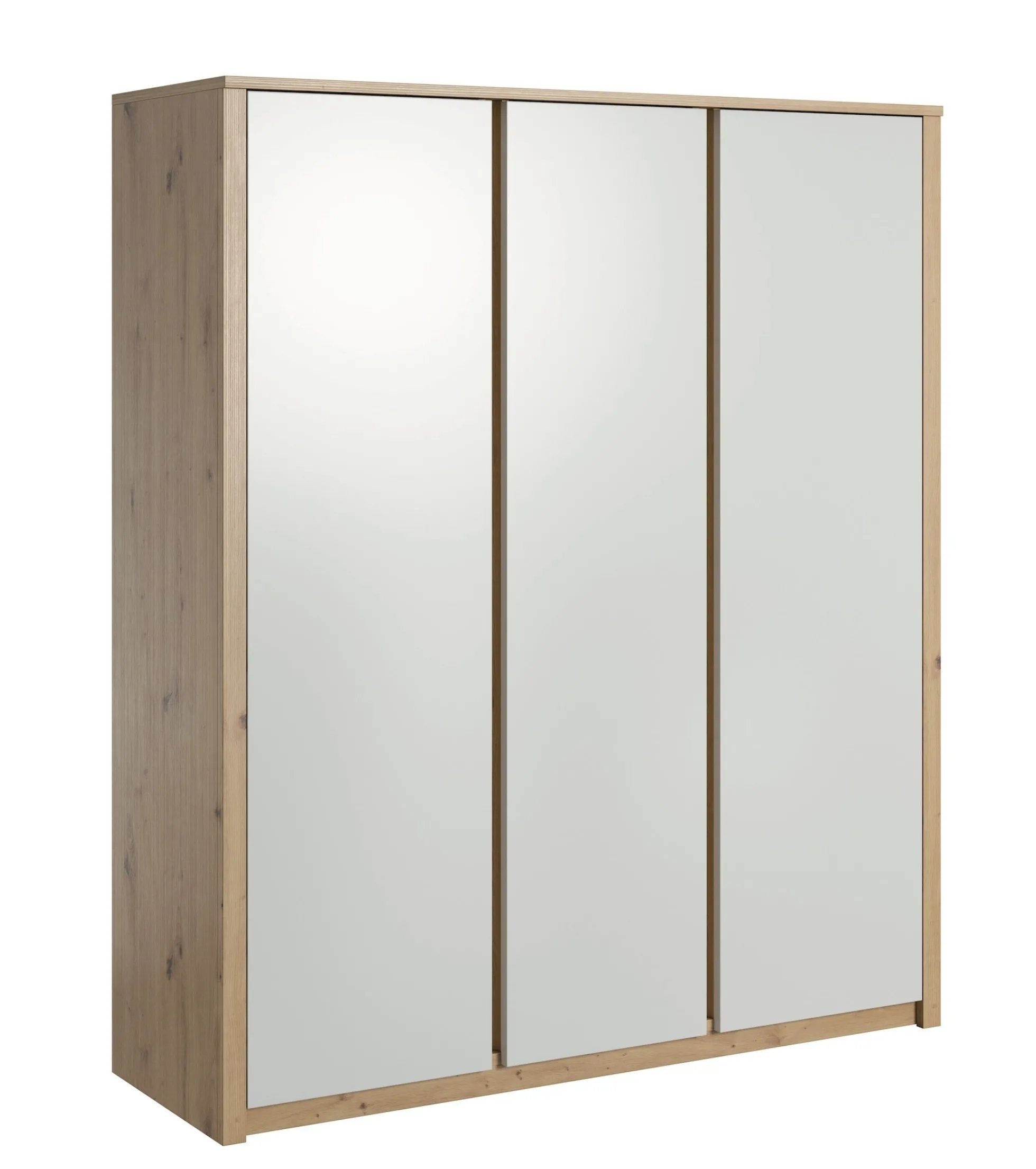 Melody - Kledingkast 3-deurs - Wit/eiken - 166x53x197 cm