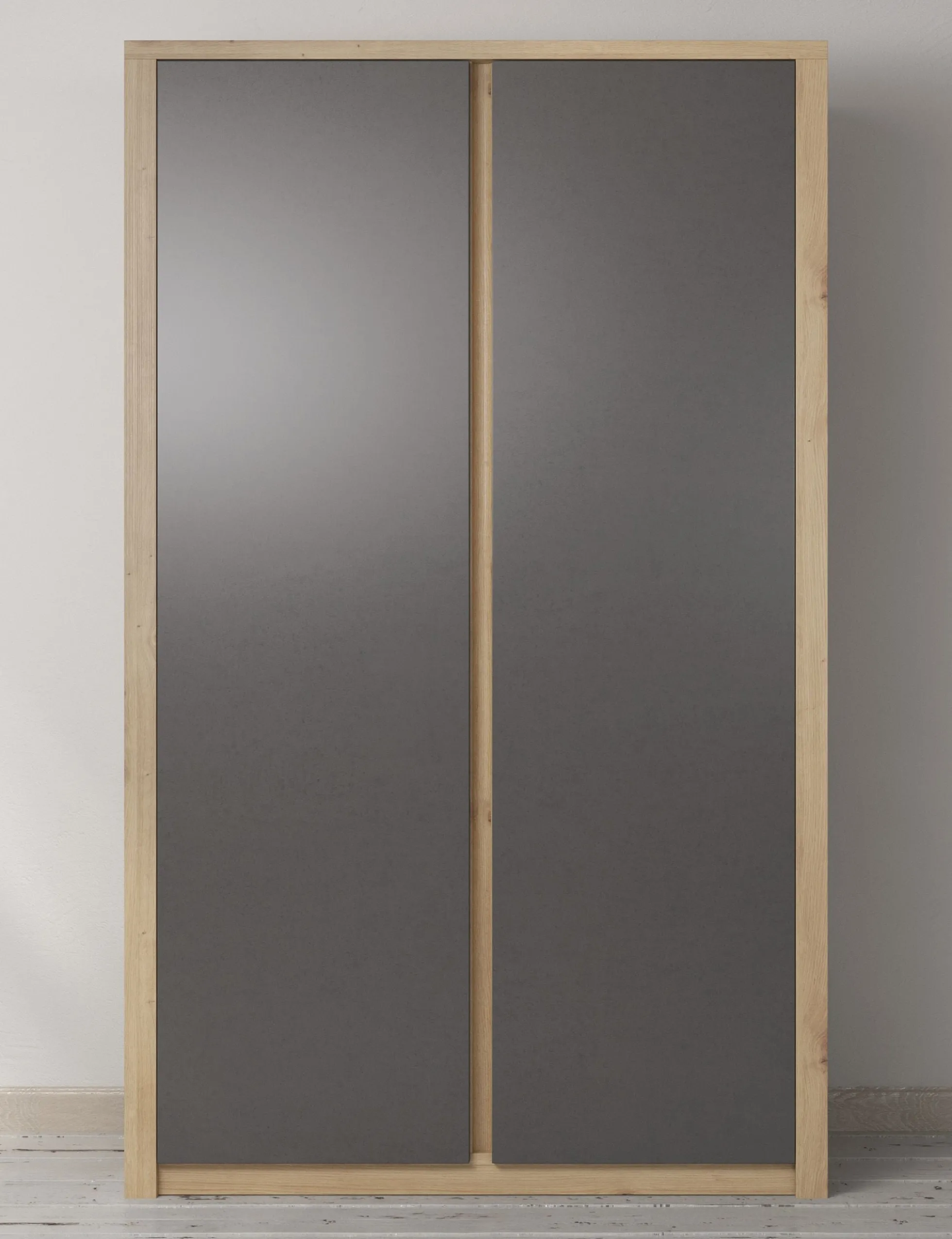 Melody - Kledingkast 2-deurs - Grijs/eiken - 90x53x197 cm