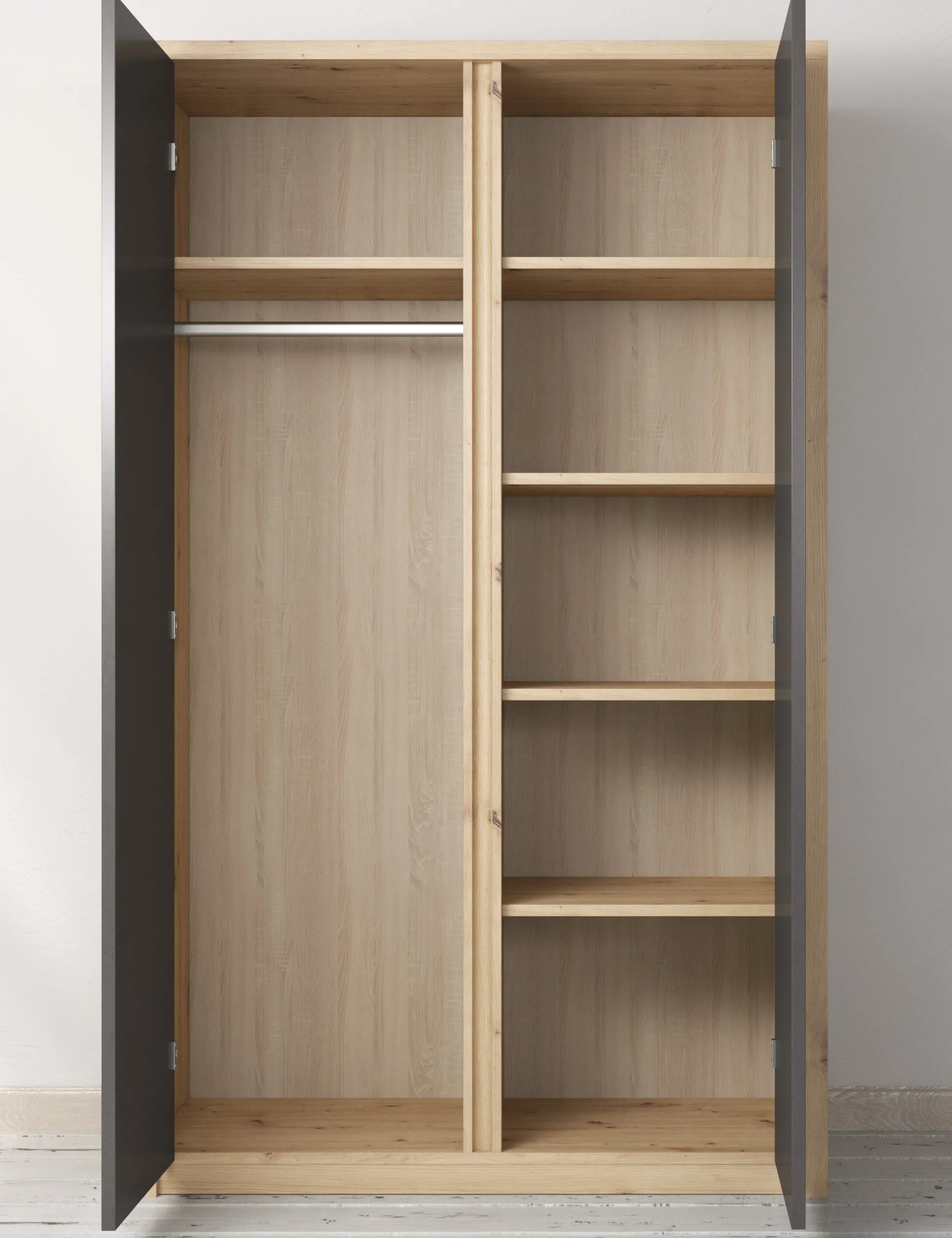 Melody - Kledingkast 2-deurs - Grijs/eiken - 90x53x197 cm