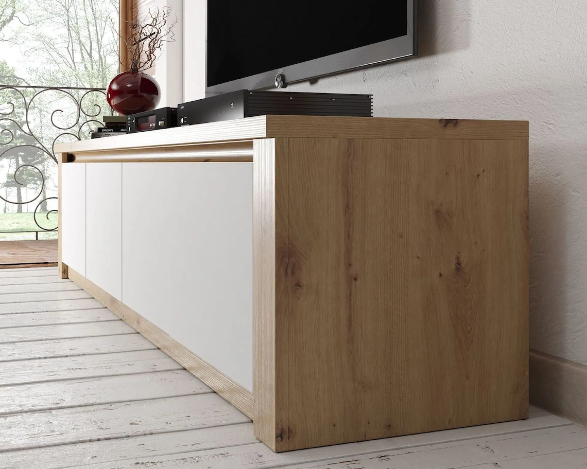 Melody - TV-Meubel met 4 deuren - Wit/eiken - 170 cm