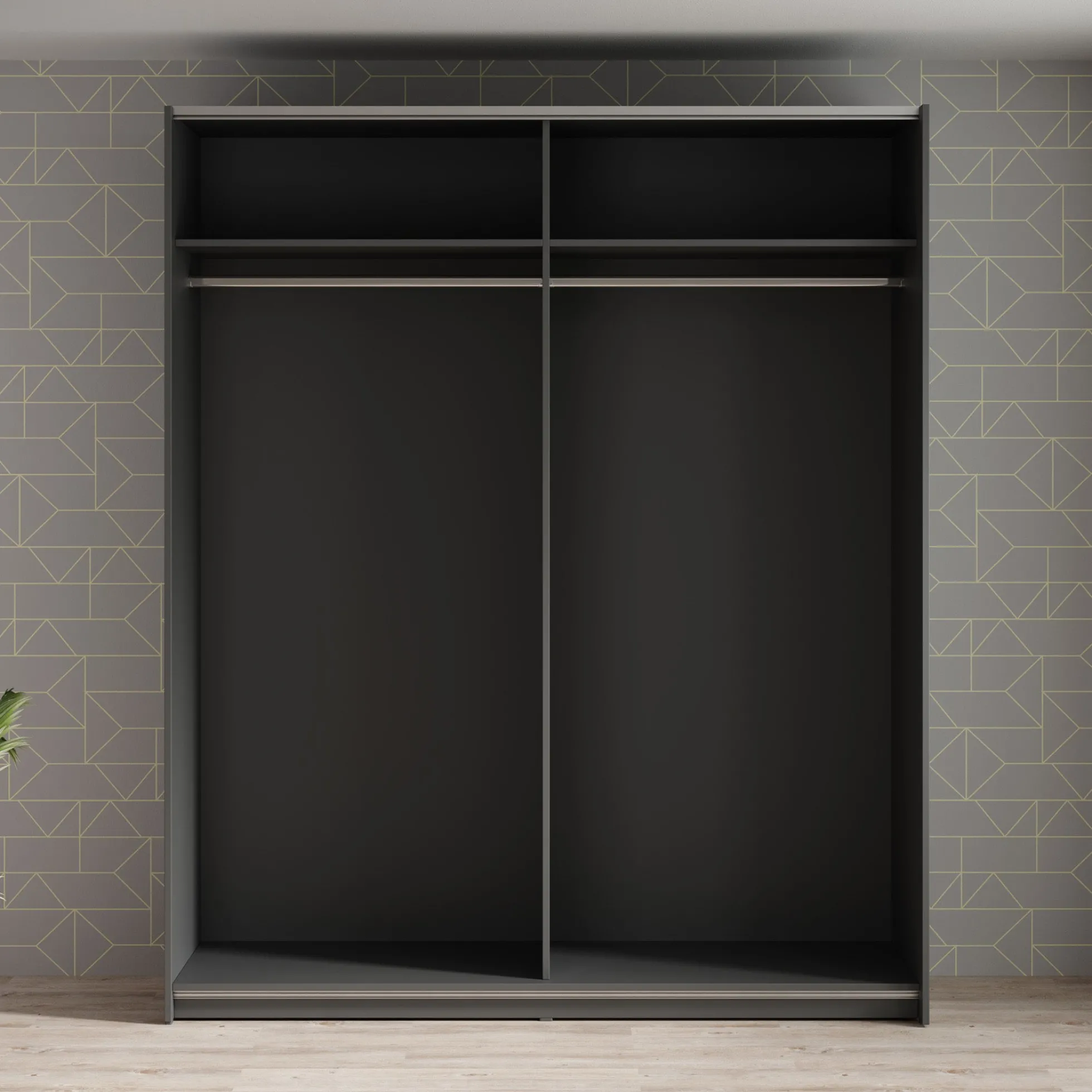 Mendoza - Kledingkast met schuifdeuren - Antraciet - 170x59x205 cm