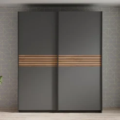 Mendoza - Kledingkast met schuifdeuren - Antraciet - 170x59x205 cm