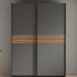 Mendoza - Kledingkast met schuifdeuren - Antraciet - 150x59x205 cm