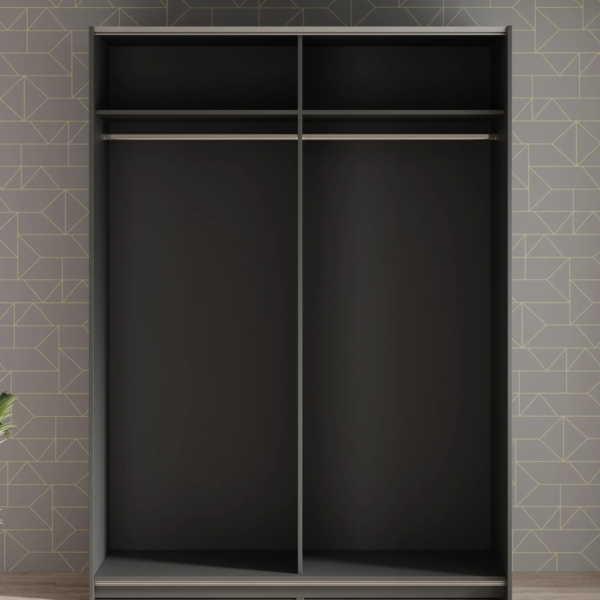 Mendoza - Kledingkast met schuifdeuren - Antraciet - 150x59x205 cm