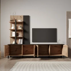 Merlo - Wandmeubel - Eikenpatroon - 208x40x167 cm