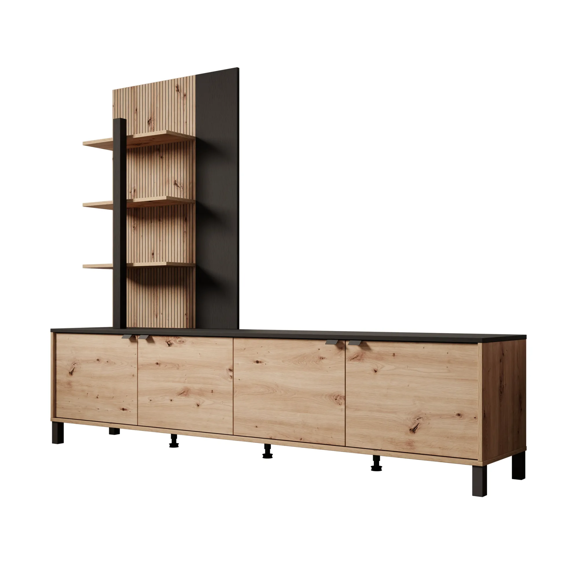Merlo - Wandmeubel - Eikenpatroon - 208x40x167 cm