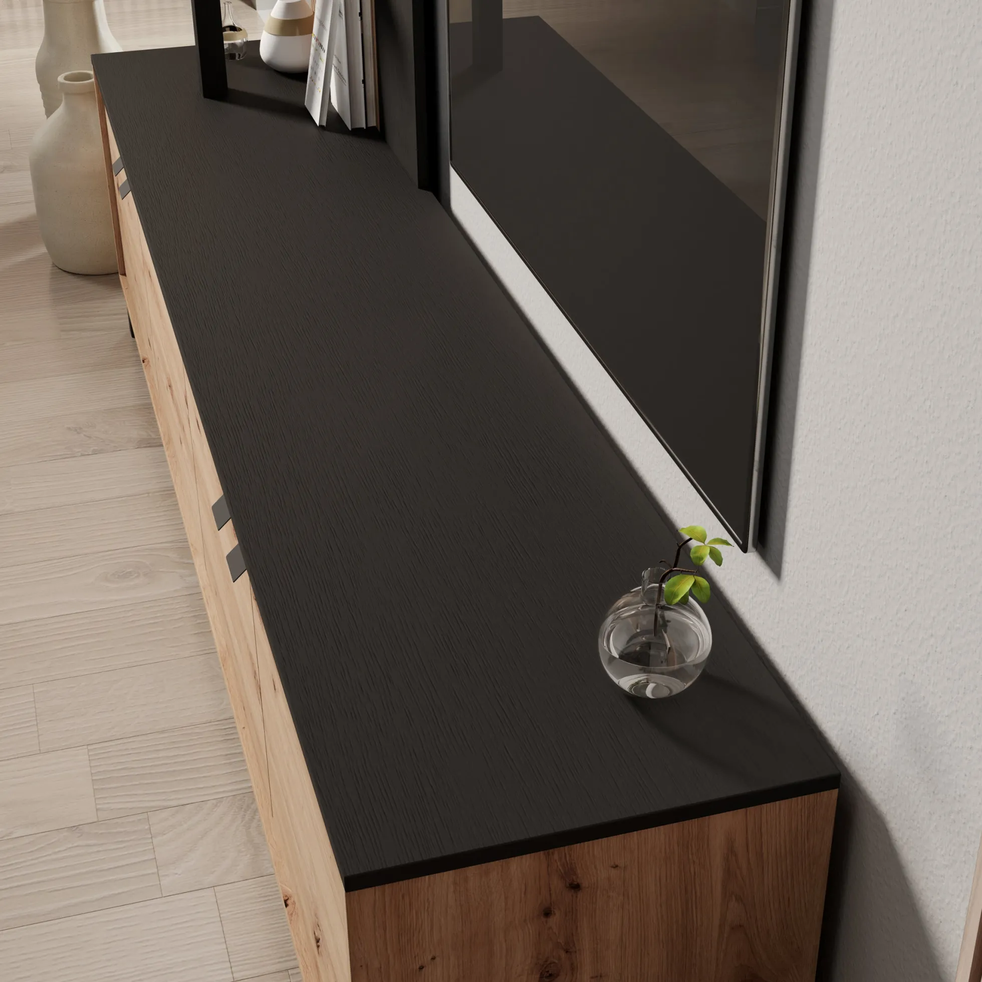 Merlo - Wandmeubel - Eikenpatroon - 208x40x167 cm