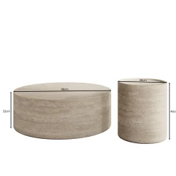 Mesa - Salontafel set van 2 - Travertin - 90x32 cm