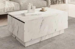 Micha - Salontafel met opbergruimte - Wit marmerlook
