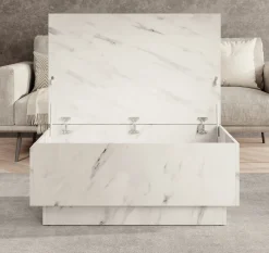 Micha - Salontafel met opbergruimte - Wit marmerlook