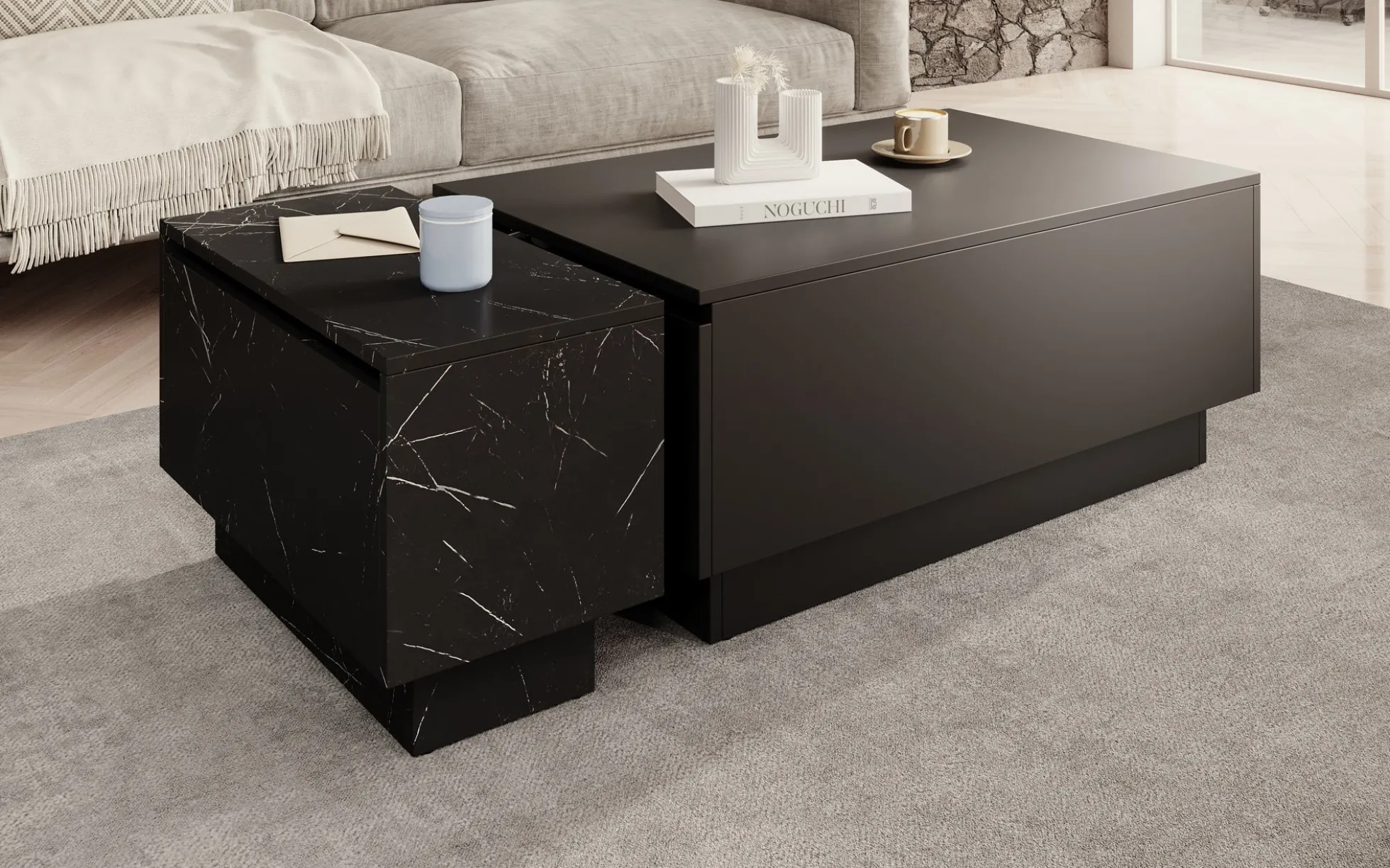 Micha - Salontafel met opbergruimte - Zwart