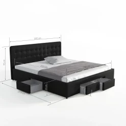 Milo - Tweepersoonsbed met lades - Wit - 180x200 cm