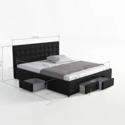 Milo - Tweepersoonsbed met lades - Wit - 160x200 cm