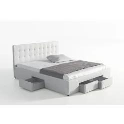 Milo - Tweepersoonsbed met lades - Wit - 160x200 cm