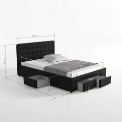 Milo - Tweepersoonsbed met lades - Wit - 140x200 cm