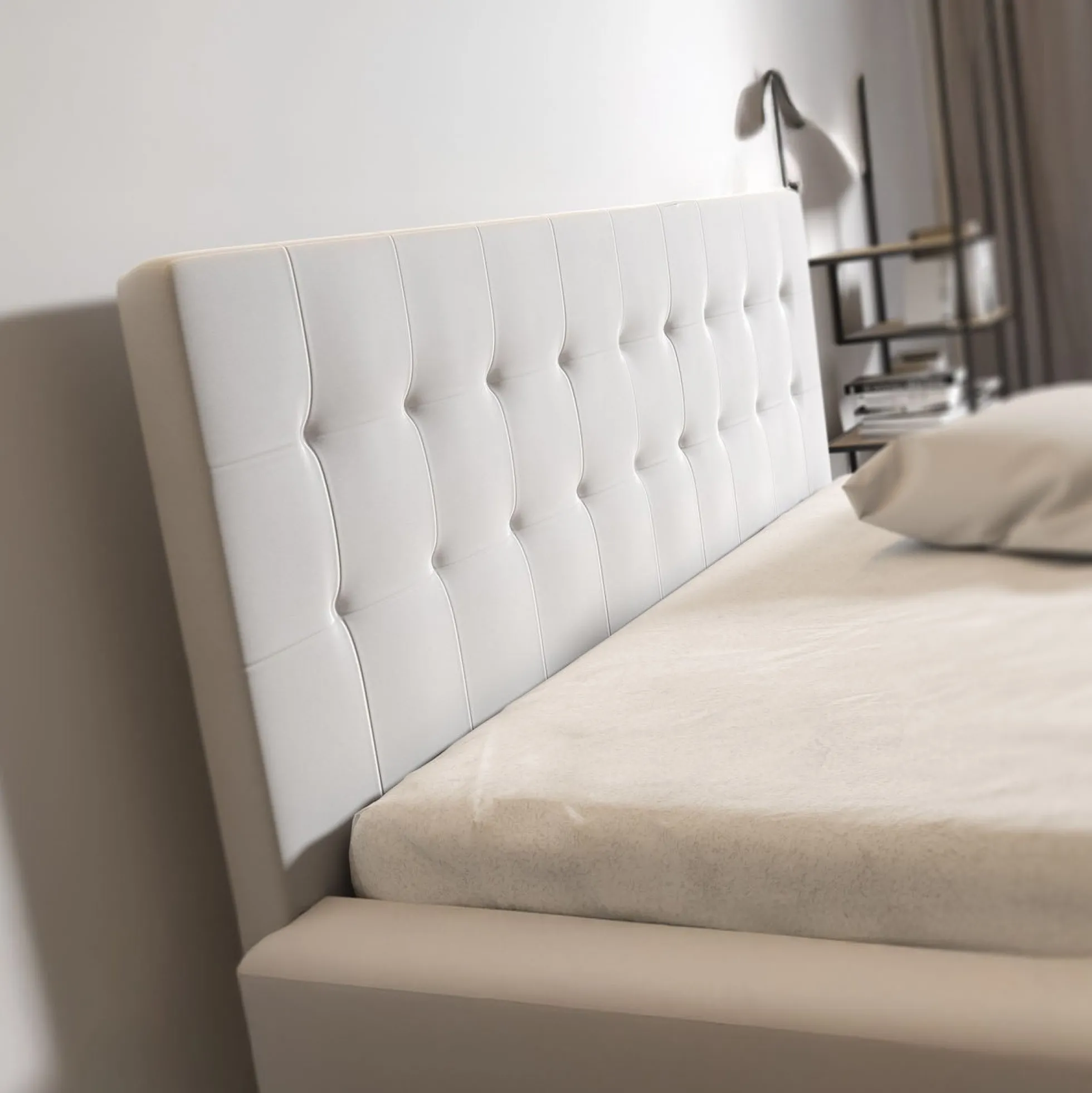 Milo - Tweepersoonsbed met lades - Wit - 140x200 cm