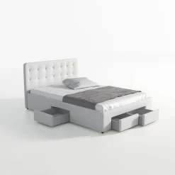 Milo - Tweepersoonsbed met lades - Wit - 140x200 cm
