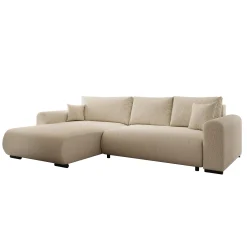 Mindin - Hoekbank 3-zits met chaise longue - Teddystof beige - Univers