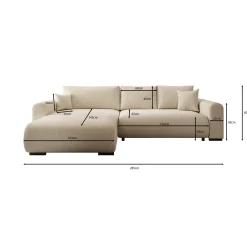 Mindin - Hoekbank 3-zits met chaise longue - Velvet zwart - Universeel