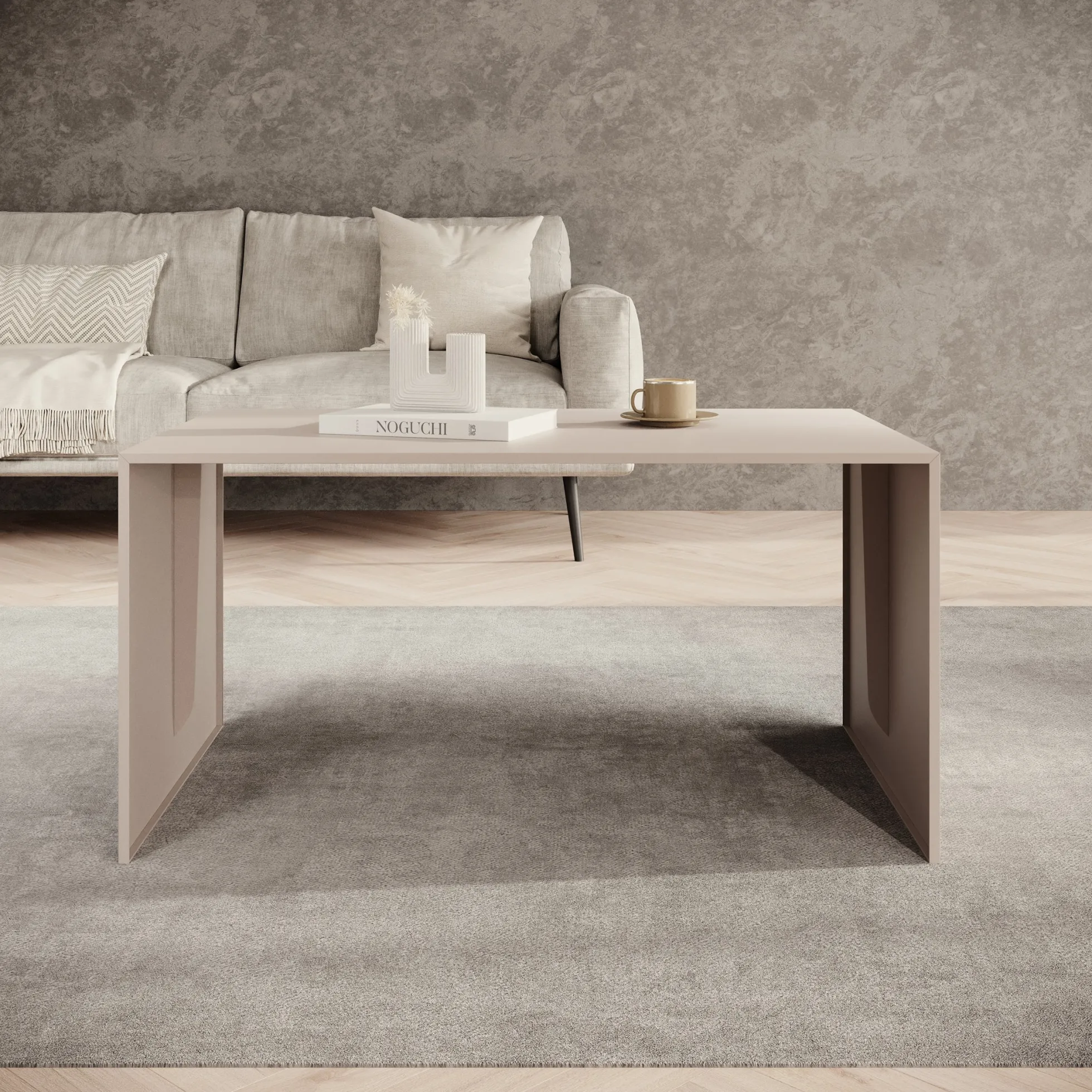 Miraal - Salontafel - Beige metaal - 100x60x50 cm