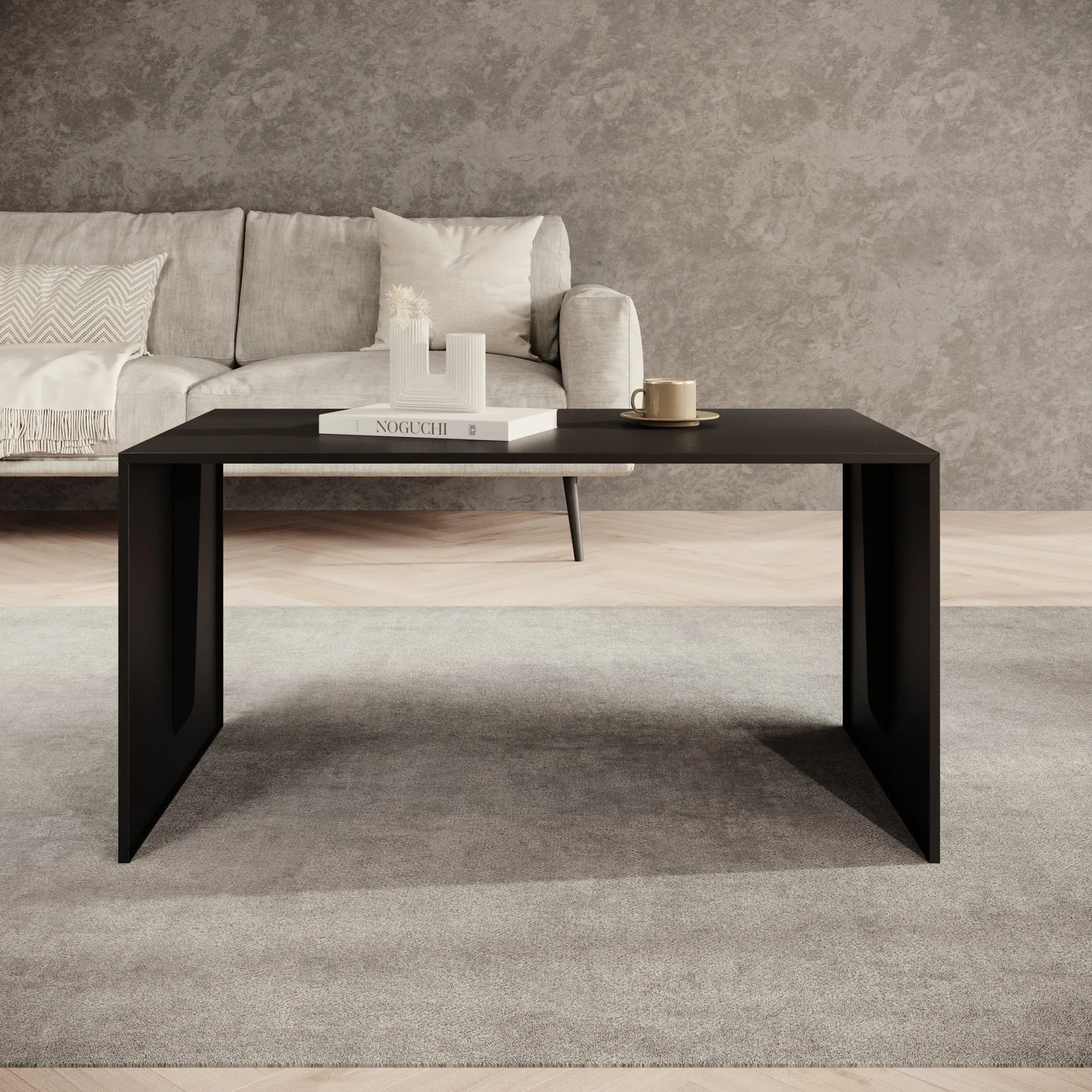 Miraal - Salontafel - Zwart metaal - 100x60x50 cm
