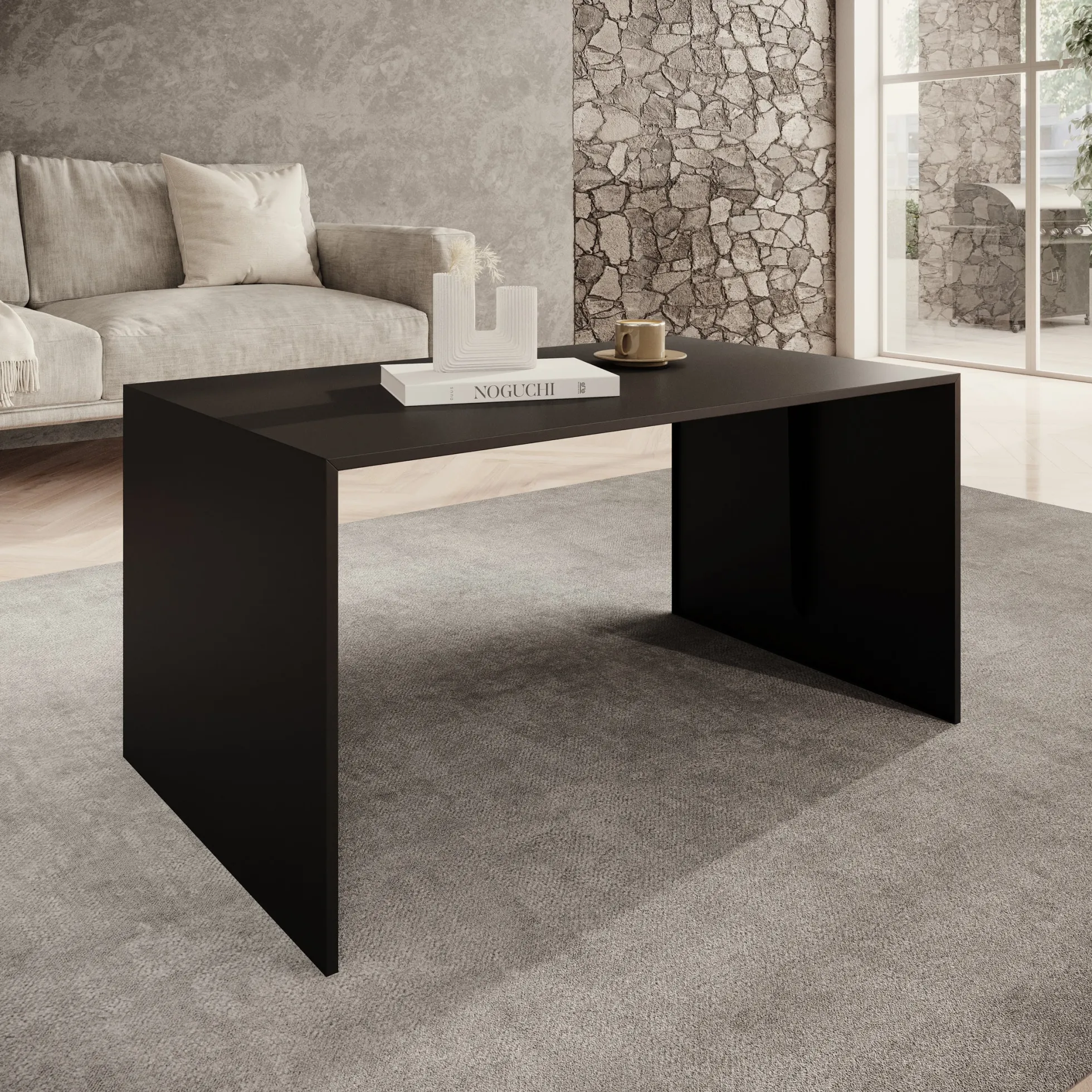 Miraal - Salontafel - Zwart metaal - 100x60x50 cm