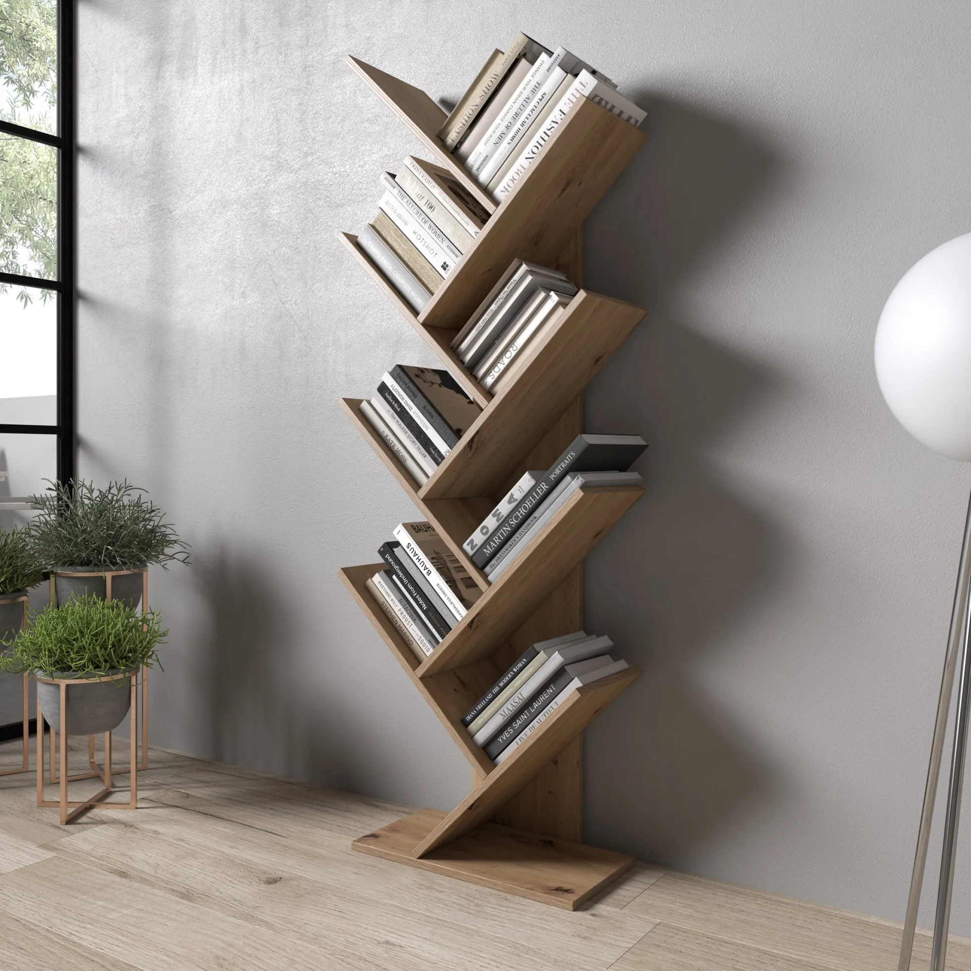 Mirabelle - Boekenkast - Eikenpatroon - 49x24x149 cm