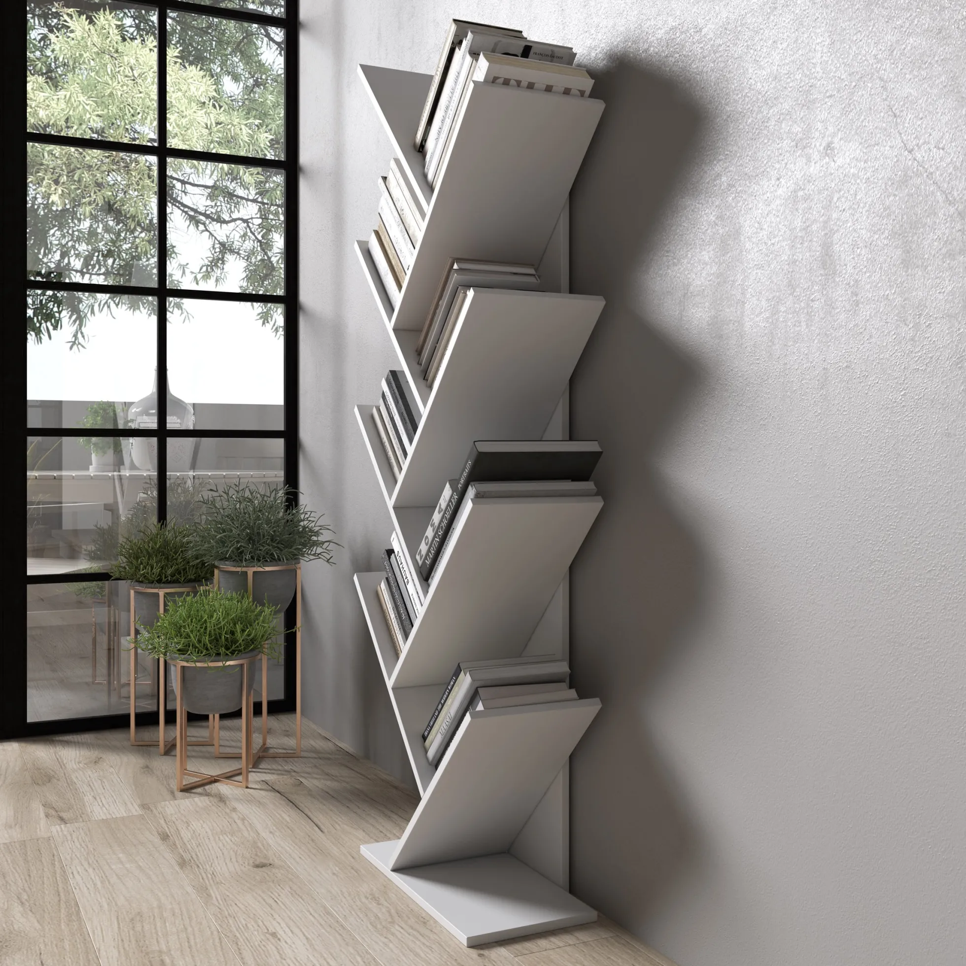 Mirabelle - Boekenkast - Wit - 49x24x149 cm