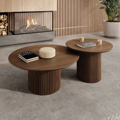 Mixx - Salontafel set van 2 - Walnootpatroon - 80x36 cm