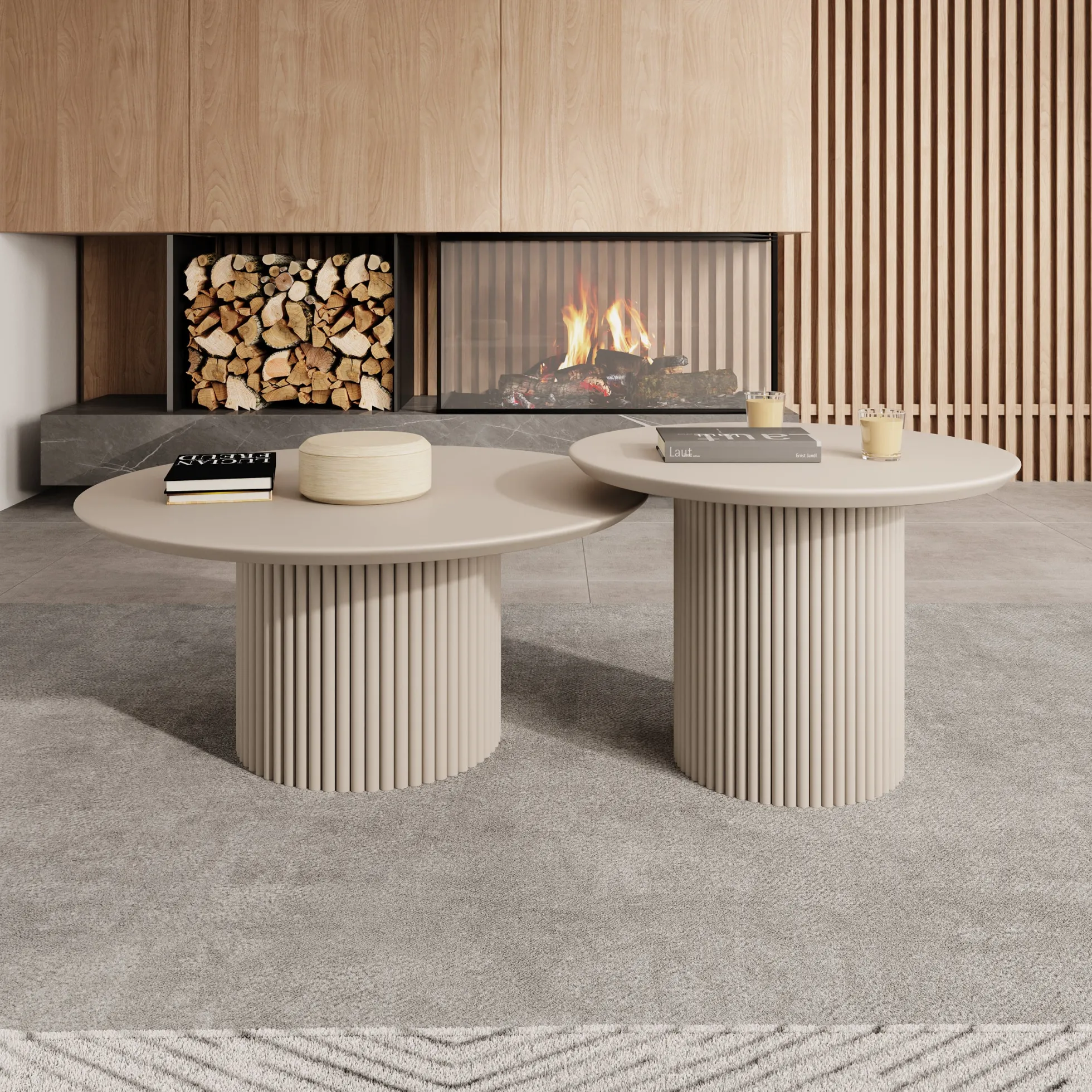 Mixx - Salontafel set van 2 - Beige - 80x36 cm