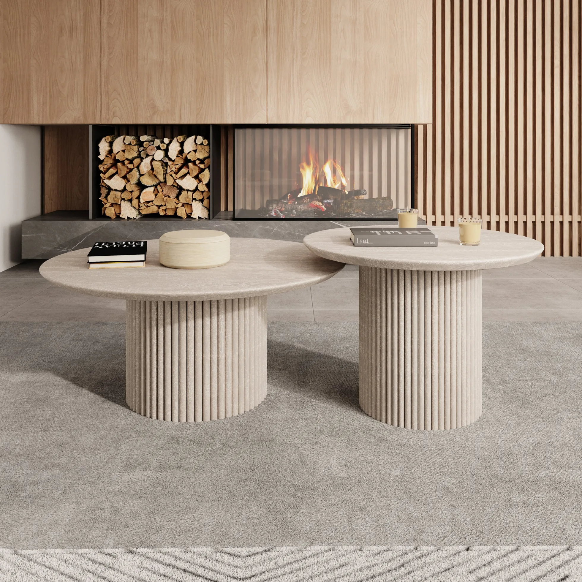 Mixx - Salontafel set van 2 - Travertin - 80x36 cm
