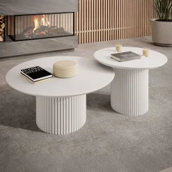 Mixx - Salontafel set van 2 - Wit - 80x36 cm