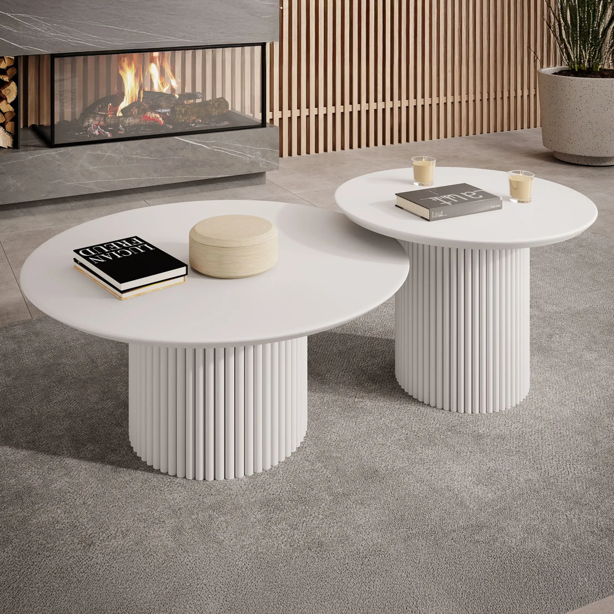 Mixx - Salontafel set van 2 - Wit - 80x36 cm