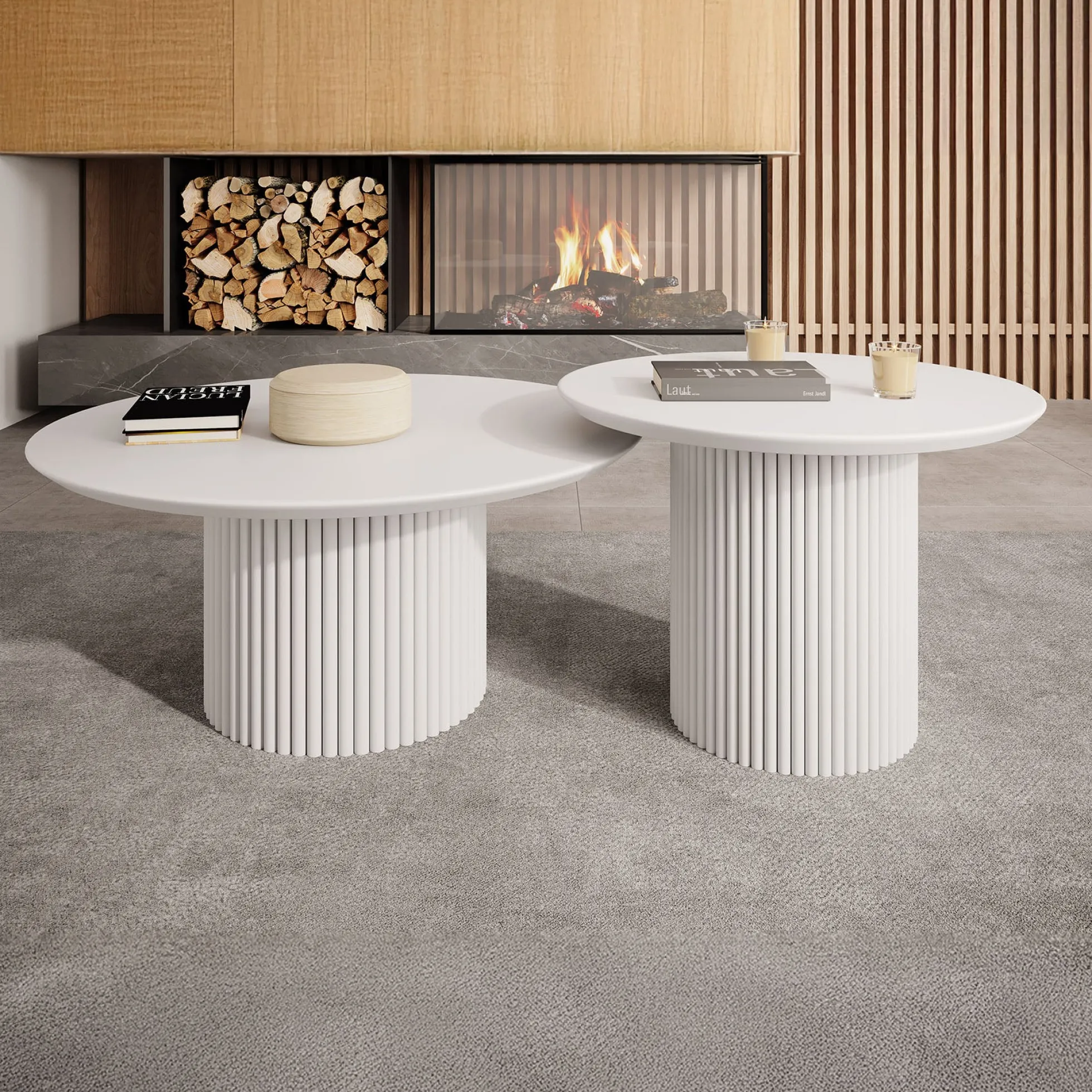 Mixx - Salontafel set van 2 - Wit - 80x36 cm