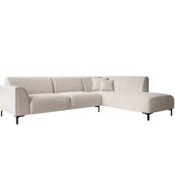 Moana - Hoekbank 4-zits met chaise longue - Ribstof beige - Rechts