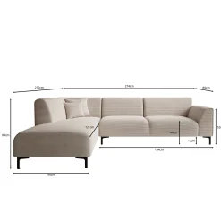 Moana - Hoekbank 4-zits met chaise longue - Ribstof beige - Links