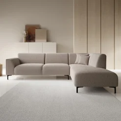 Moana - Hoekbank 4-zits met chaise longue - Teddystof beige - Rechts