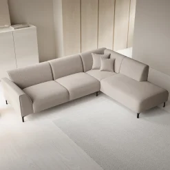 Moana - Hoekbank 4-zits met chaise longue - Teddystof beige - Rechts