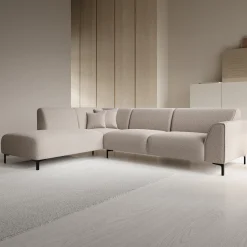 Moana - Hoekbank 4-zits met chaise longue - Teddystof beige - Links