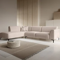 Moana - Hoekbank 4-zits met chaise longue - Stof beige - Links