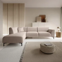 Moana - Hoekbank 4-zits met chaise longue - Stof beige - Links