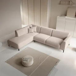 Moana - Hoekbank 4-zits met chaise longue - Stof beige - Links