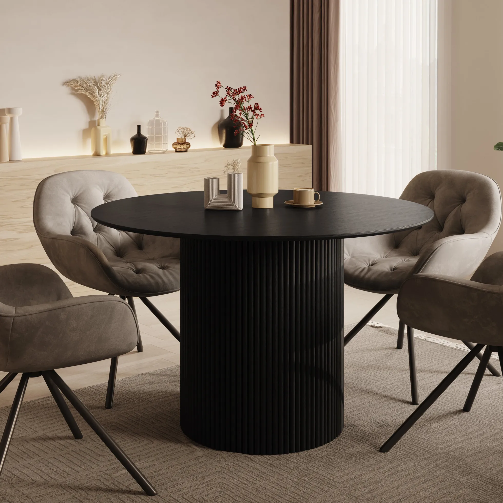 Modena - Eetkamertafel - Zwart - 120x120x76 cm
