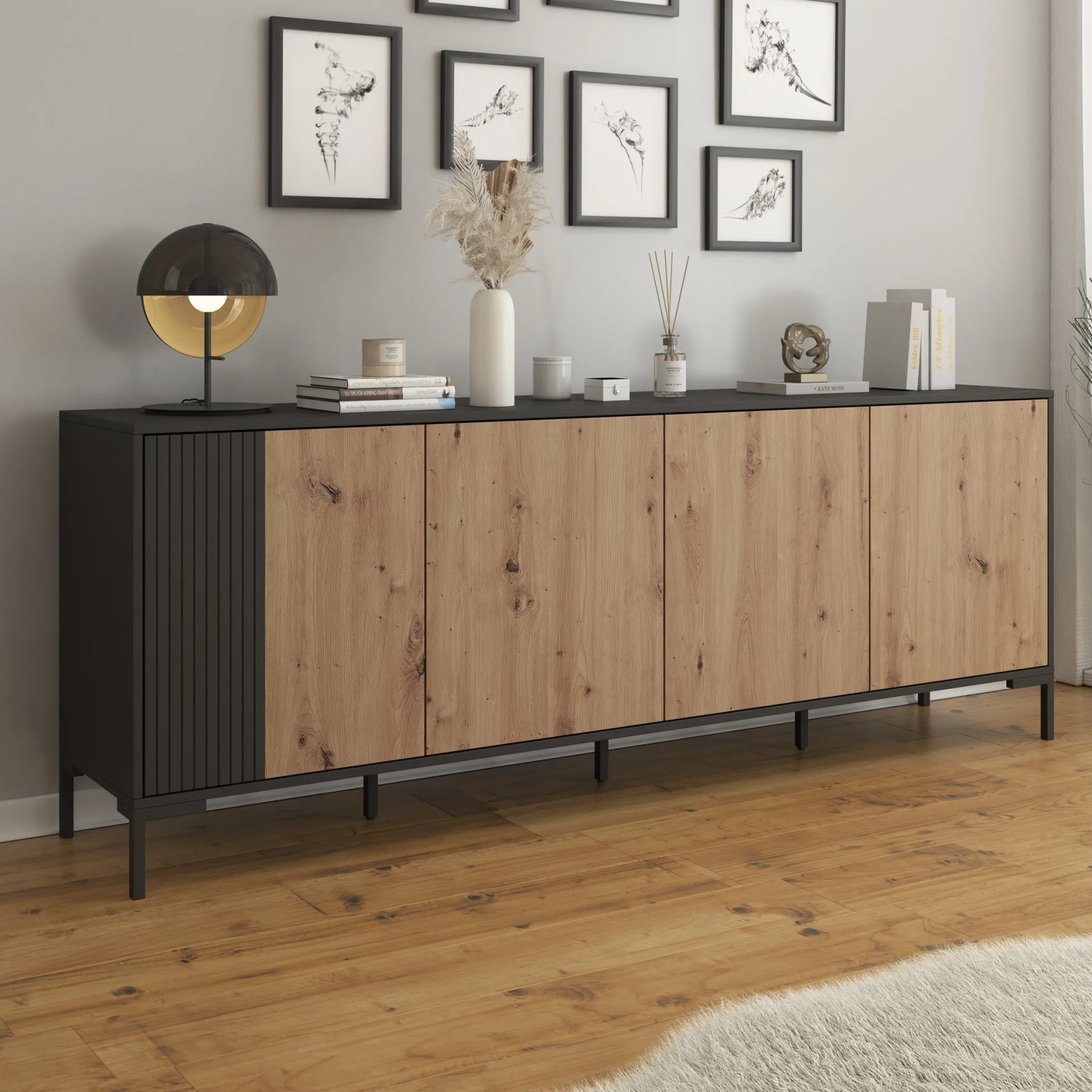 Molina - Dressoir - Eiken - 200x40x74 cm