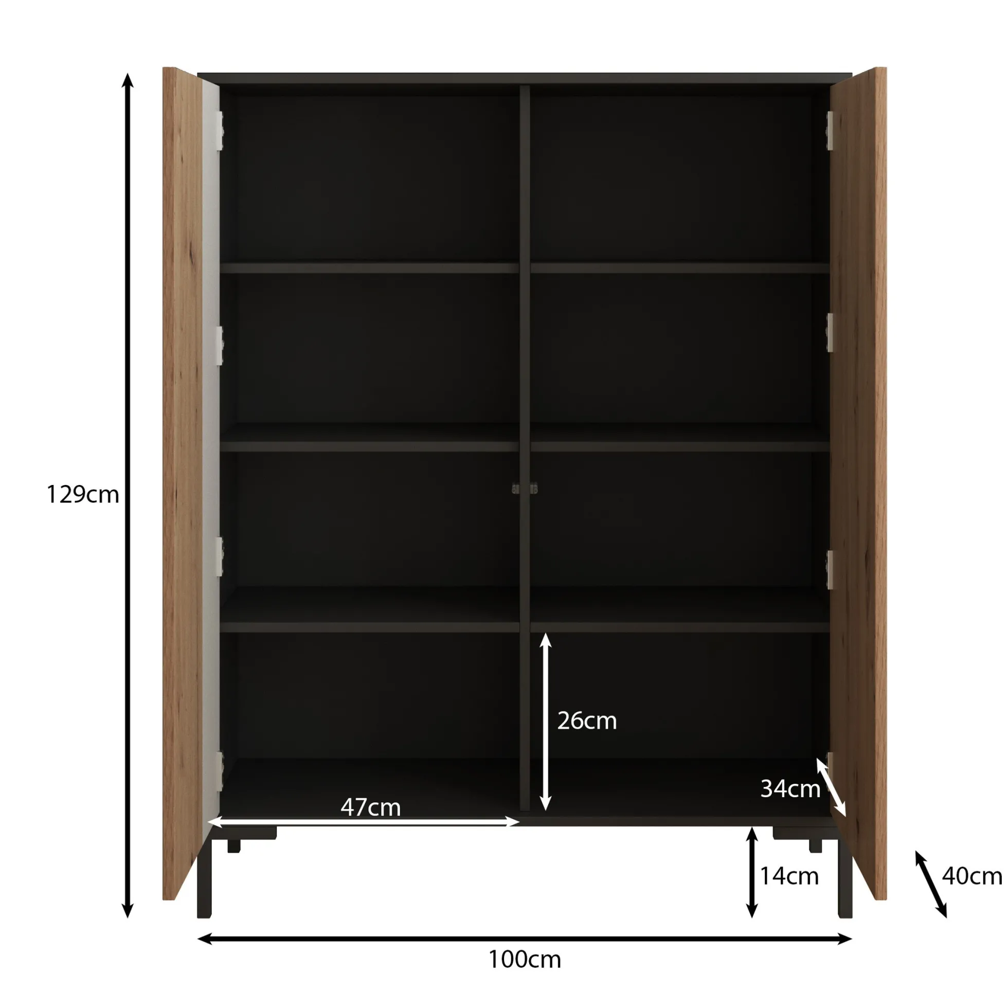 Molina - Dressoir - Eiken - 100x40x129 cm