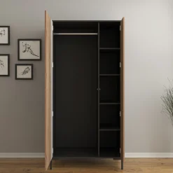 Molina - Kledingkast 2-deurs - Eiken - 90x55x184 cm
