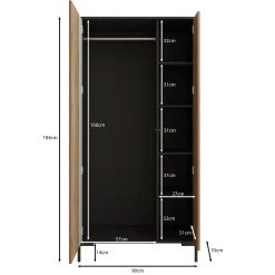 Molina - Kledingkast 2-deurs - Eiken - 90x55x184 cm
