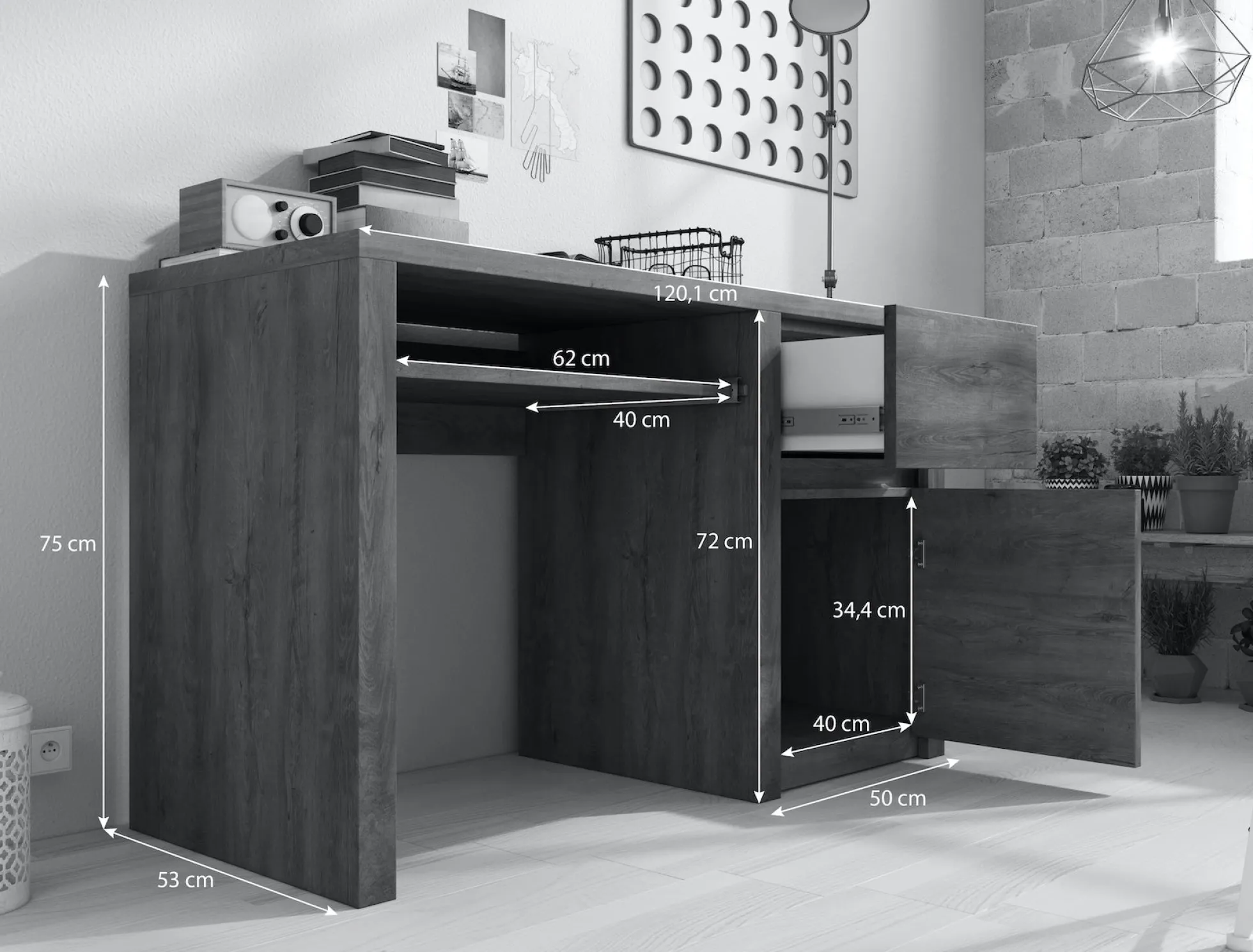 Monaco - Bureau - Eiken - 120x53 cm