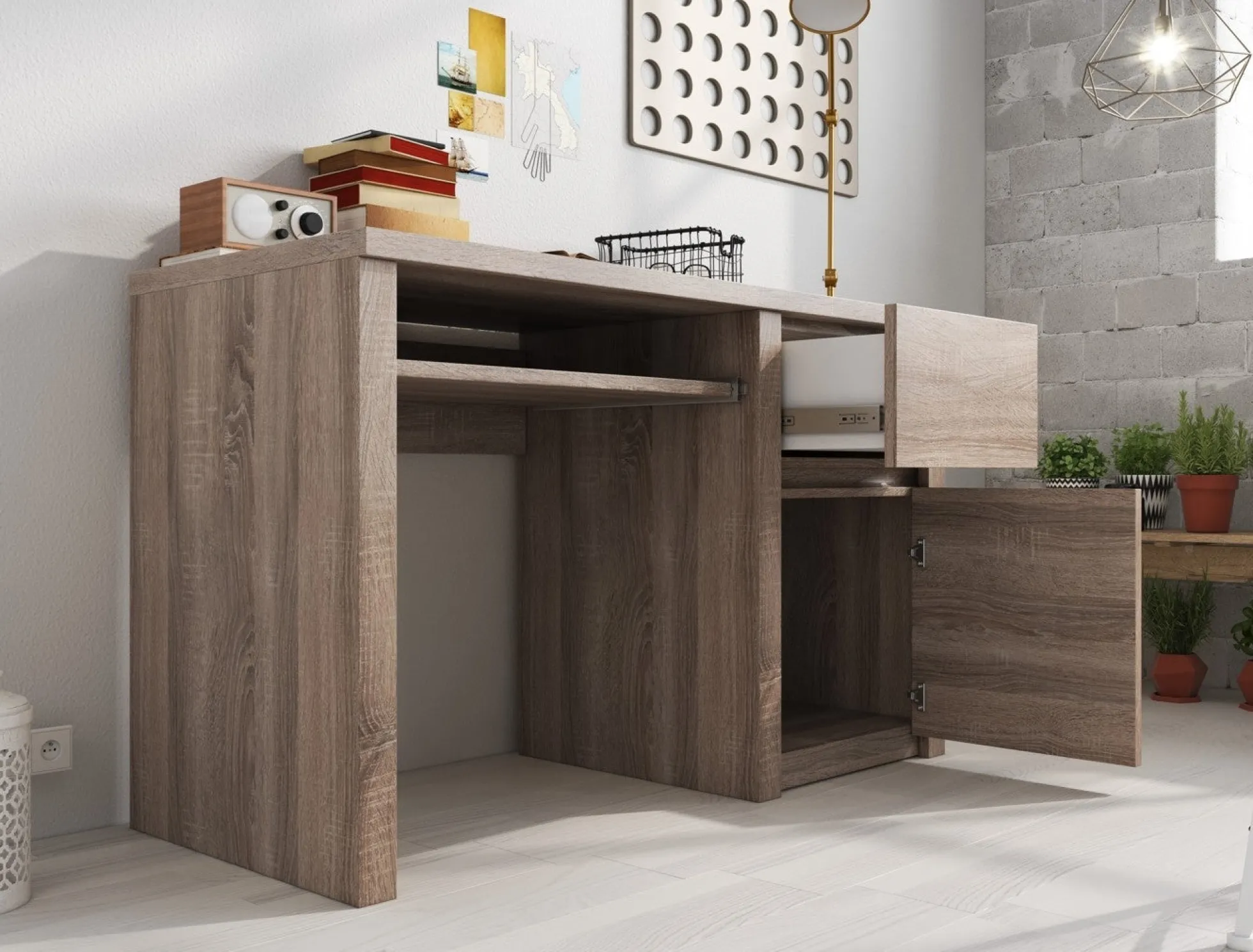 Monaco - Bureau - Truffel eiken - 120x53 cm