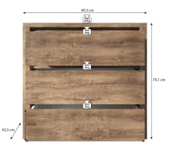 Monaco - Dressoir - Eiken/grijs - 90x43x80 cm